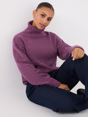 Melange Diamond Honeycomb Stitch Sweater Raspberry