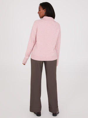 Johnny Collar Long Sleeve Sweater Pink Dust