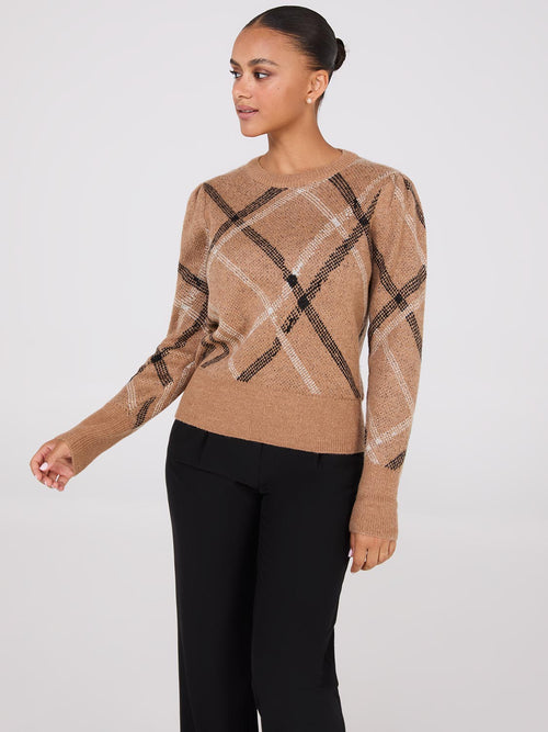 Metallic Jacquard Crew Neck Sweater