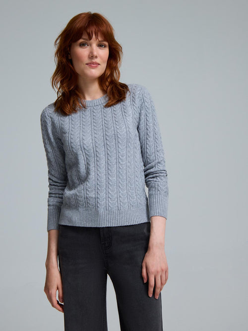 Crew Neck Cable Knit Sweater