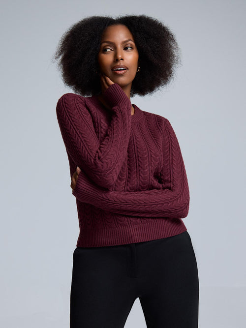 Crew Neck Cable Knit Sweater