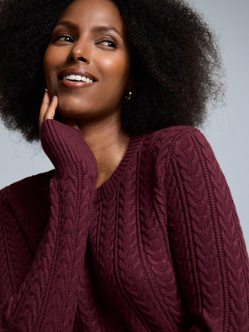 Crew Neck Cable Knit Sweater