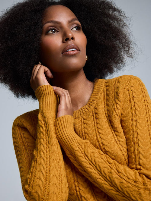 Crew Neck Cable Knit Sweater