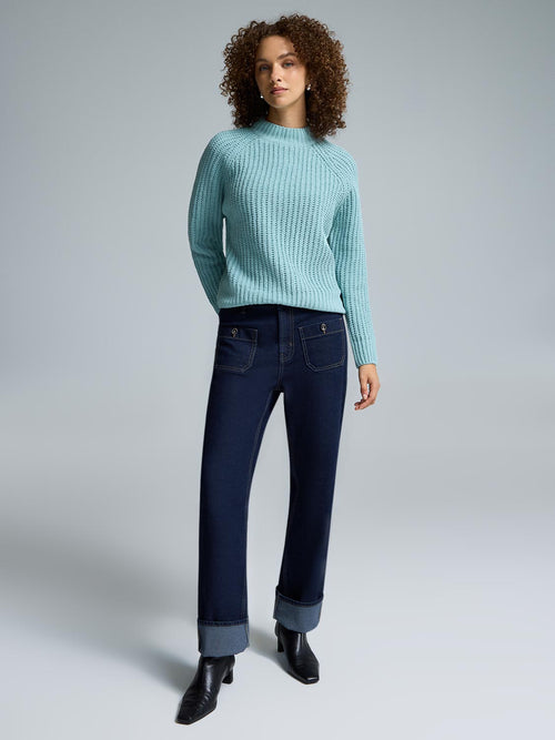 Mock Neck Shaker Stitch Sweater