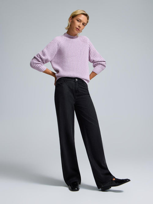 Mock Neck Shaker Stitch Sweater