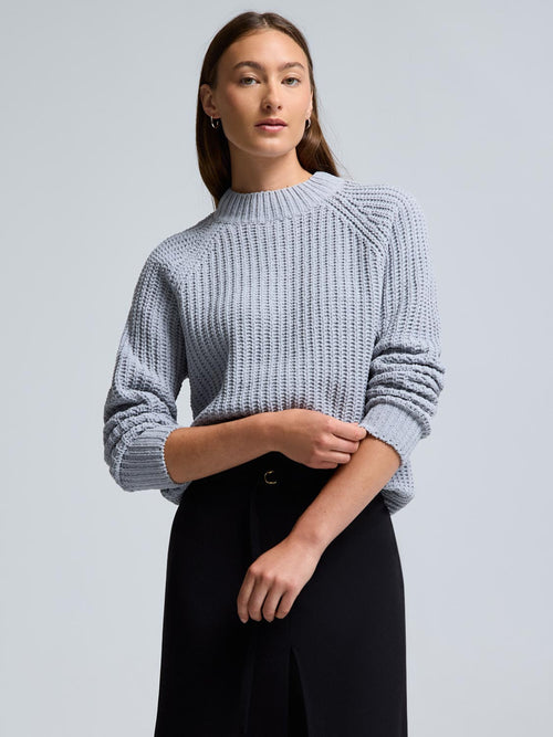 Mock Neck Shaker Stitch Sweater