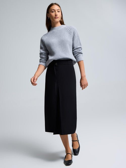 Mock Neck Shaker Stitch Sweater