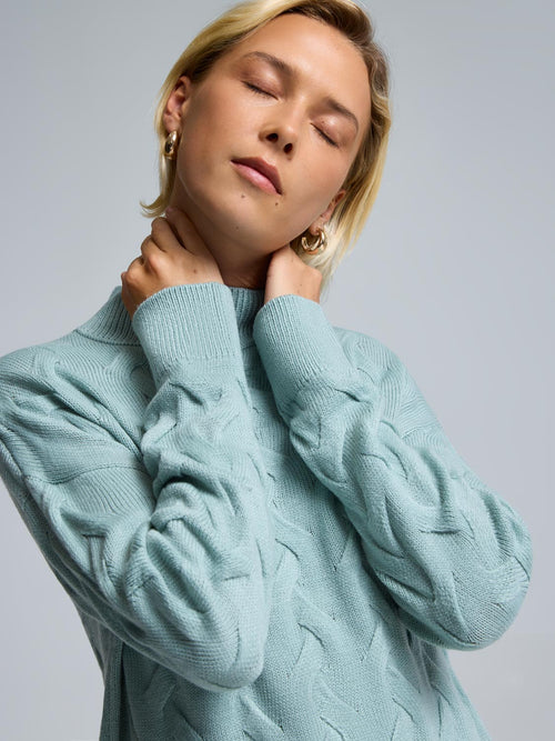 Basketweave Mock Neck Sweater