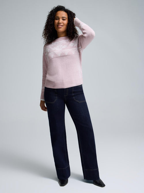 Fair Isle Mock Neck Chenille Sweater