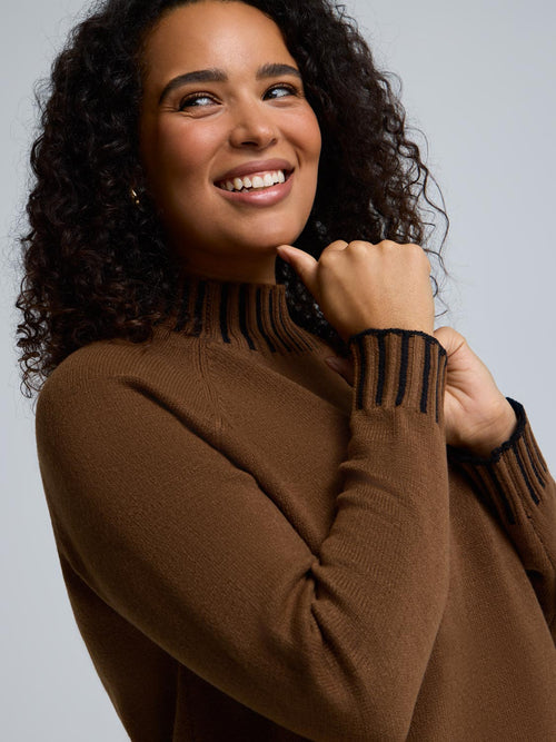 Contrast Stitch Mock Neck Sweater