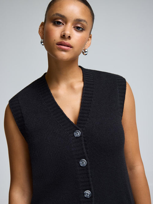Wool Button-Front Sweater Vest
