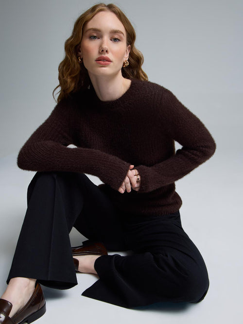 Fuzzy Crew Neck Sweater