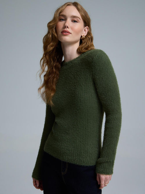 Fuzzy Crew Neck Sweater