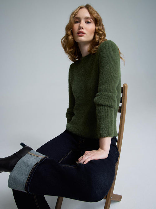 Fuzzy Crew Neck Sweater