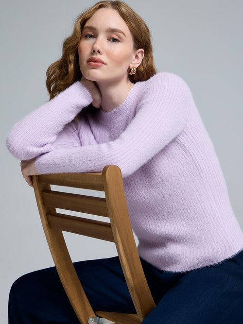 Fuzzy Crew Neck Sweater
