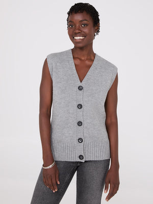 Gilet sans manches boutonné devant Grey