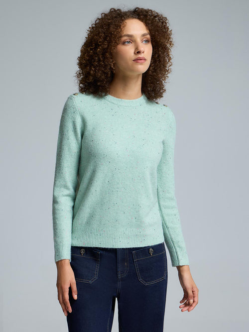 Crew Neck Sweater With Button Details
