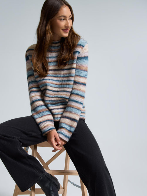 Striped Mock Neck Sweater