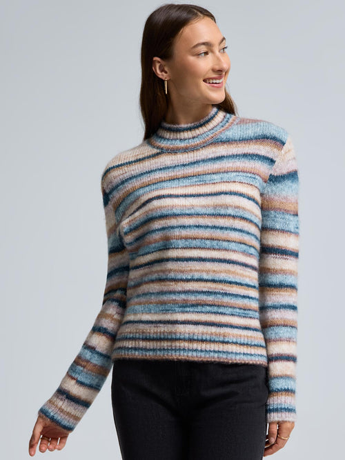 Striped Mock Neck Sweater