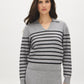 Stripped Polo Collar Sweater - Woman Wearing Classic Knit Top - Suzy Shier