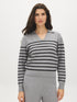 Stripped Polo Collar Sweater - Woman Wearing Classic Knit Top - Suzy Shier