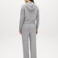 Grey Full-Zip Knit Hoodie with Rib Detail - Woman Wearing Cozy Pullover - Suzy Shier