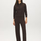 Brown Full-Zip Knit Hoodie with Rib Detail - Woman Wearing Cozy Pullover - Suzy Shier