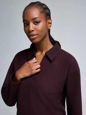 Johnny Collar Ribbed Cotton-Blend Top Rumba Red