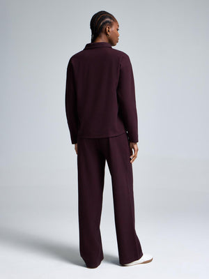 Johnny Collar Ribbed Cotton-Blend Top Rumba Red