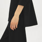 Black Cloud Fleece Tunic with Raglan Sleeves - Woman Wearing Long Sleeve Crew Neck Top - Suzy Shier