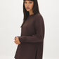 Dk Brown Cloud Fleece Tunic with Raglan Sleeves - Woman Wearing Long Sleeve Crew Neck Top - Suzy Shier
