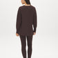 Dk Brown Cloud Fleece Tunic with Raglan Sleeves - Woman Wearing Long Sleeve Crew Neck Top - Suzy Shier
