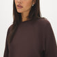 Dk Brown Cloud Fleece Tunic with Raglan Sleeves - Woman Wearing Long Sleeve Crew Neck Top - Suzy Shier