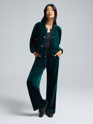 Velvet Bomber Jacket Dk Green