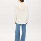 Winter White Ottoman Rib Hoodie with Kangaroo Pocket - Woman Wearing Cozy Knit Top - Suzy Shier
