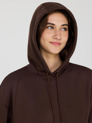 Chandail en polaire à capuche et ourlet bulle Dk Brown