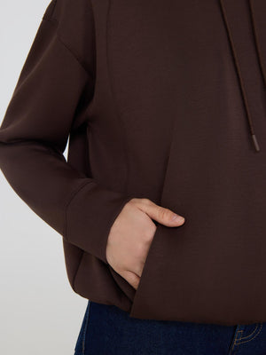 Chandail en polaire à capuche et ourlet bulle Dk Brown