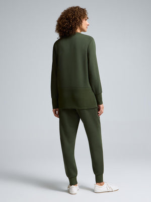 Side Zipper Cloud Fleece Sweatshirt Dk Green