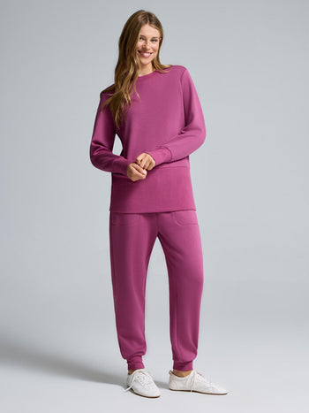 Side Zipper Cloud Fleece Sweatshirt Plum