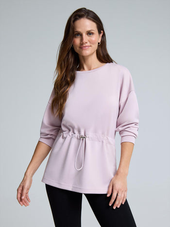 Cloud Fleece Drawstring Tunic Sweatshirt Pink Dust