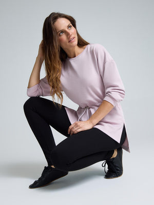 Cloud Fleece Drawstring Tunic Sweatshirt Pink Dust