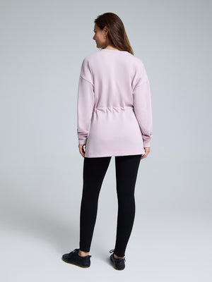 Cloud Fleece Drawstring Tunic Sweatshirt Pink Dust