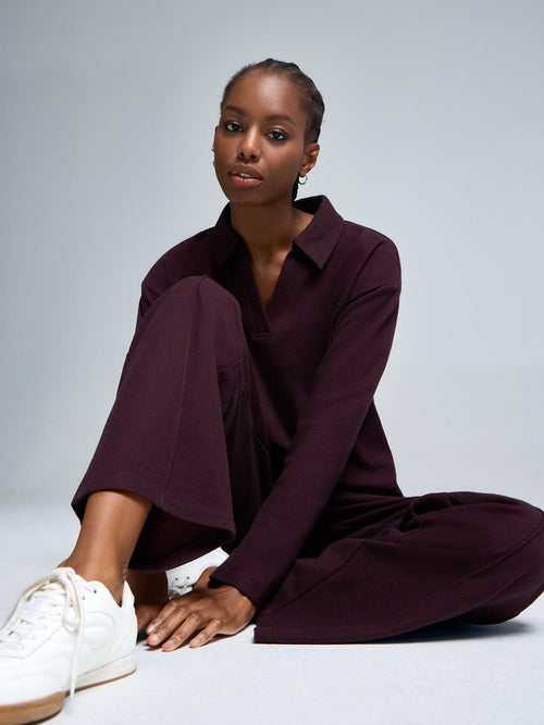 Cotton-Blend Brushed Rib Melange Pants