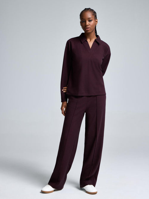 Cotton-Blend Brushed Rib Melange Pants