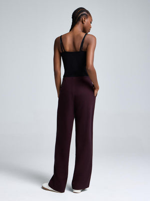 Cotton-Blend Brushed Rib Melange Pants Rumba Red
