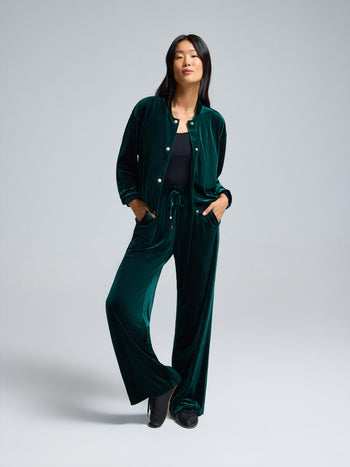Velvet Wide-Leg Pants Dk Green
