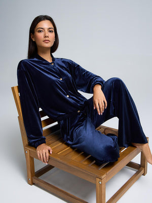 Velvet Wide-Leg Pants Darkness