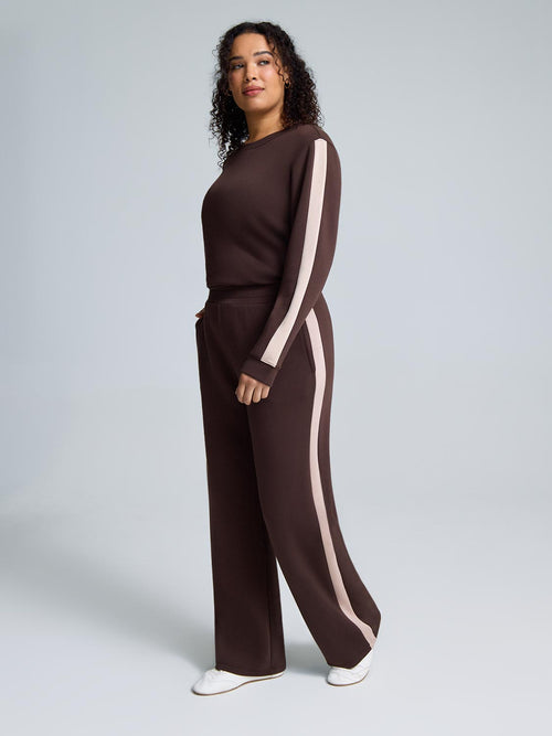Cloud Fleece Contrast Stripe Wide-Leg Pants