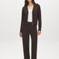 Brown Sweater Knit Straight Leg Pant - Woman Wearing Pull-On Knit Trousers - Suzy Shier