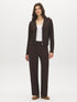 Brown Sweater Knit Straight Leg Pant - Woman Wearing Pull-On Knit Trousers - Suzy Shier